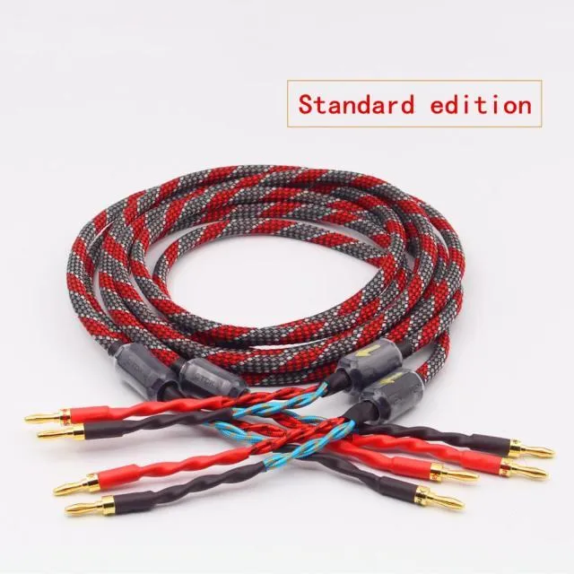 1Pair oxygen-free copper audio speaker cable HI-FI high-end amplifier speaker cable Banana plug cable