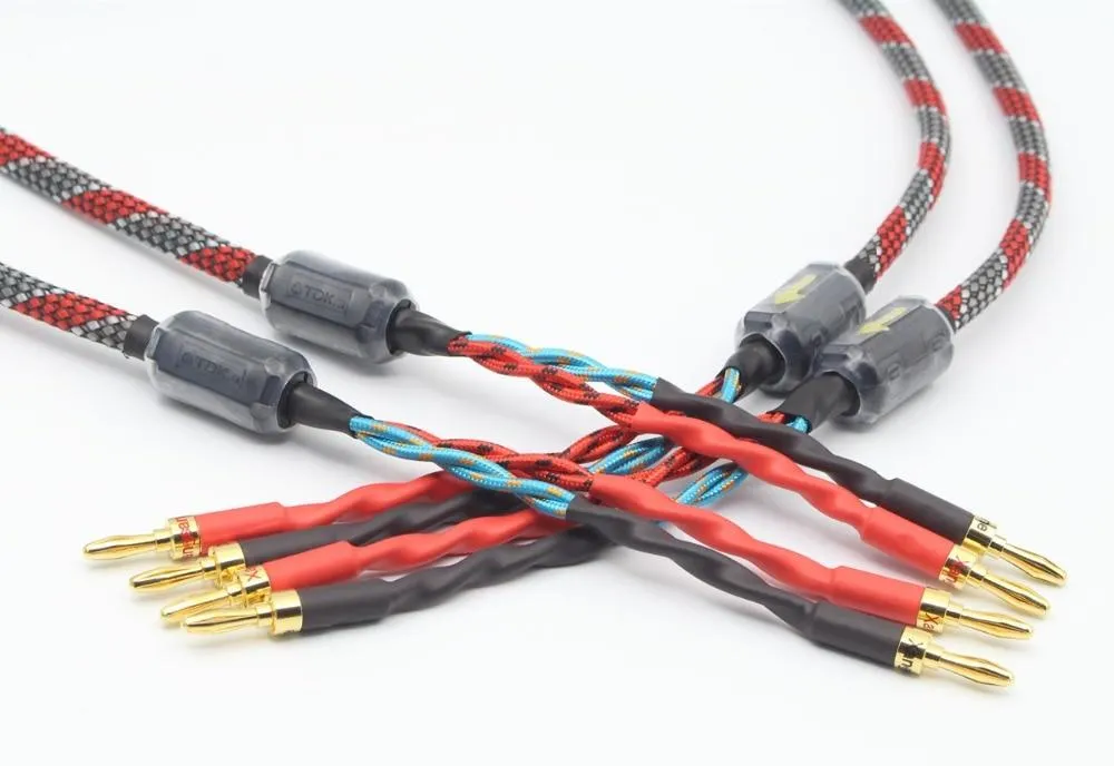 1Pair oxygen-free copper audio speaker cable HI-FI high-end amplifier speaker cable Banana plug cable