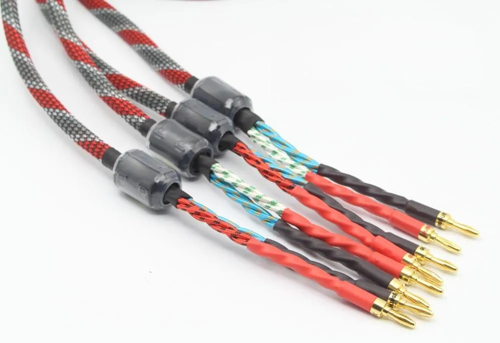 1Pair oxygen-free copper audio speaker cable HI-FI high-end amplifier speaker cable Banana plug cable