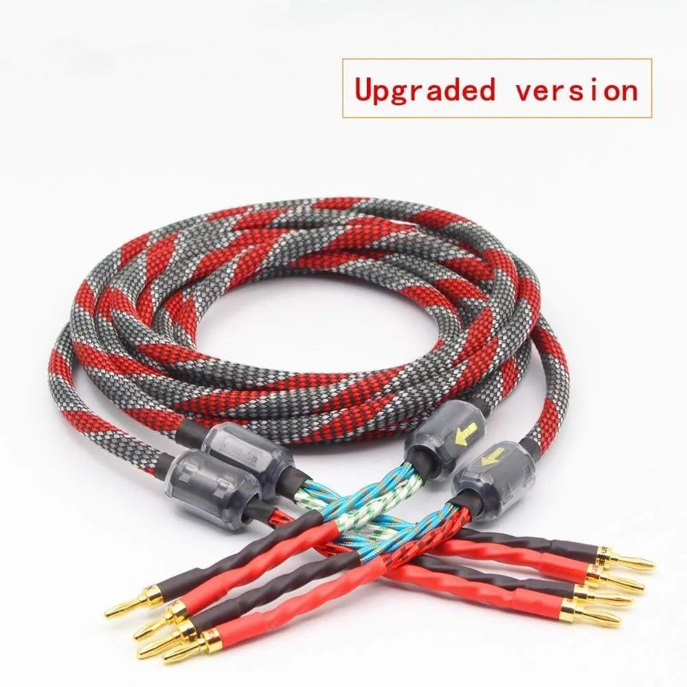 1Pair oxygen-free copper audio speaker cable HI-FI high-end amplifier speaker cable Banana plug cable