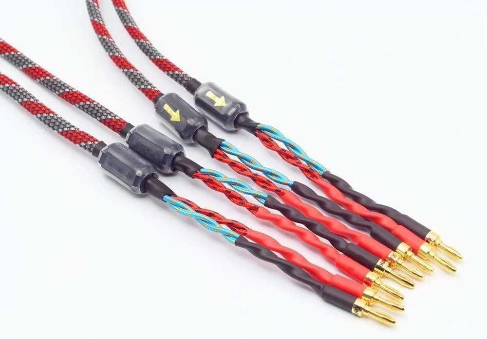 1Pair oxygen-free copper audio speaker cable HI-FI high-end amplifier speaker cable Banana plug cable