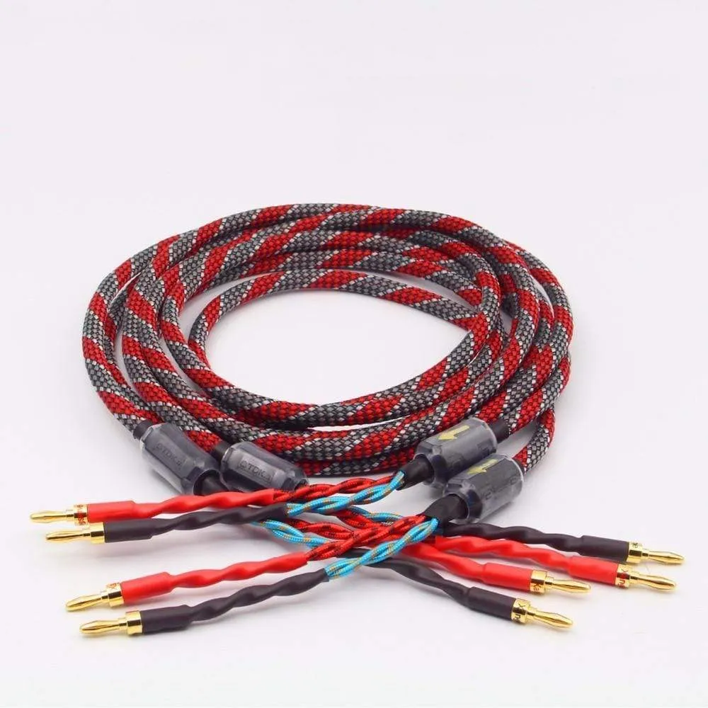 1Pair oxygen-free copper audio speaker cable HI-FI high-end amplifier speaker cable Banana plug cable