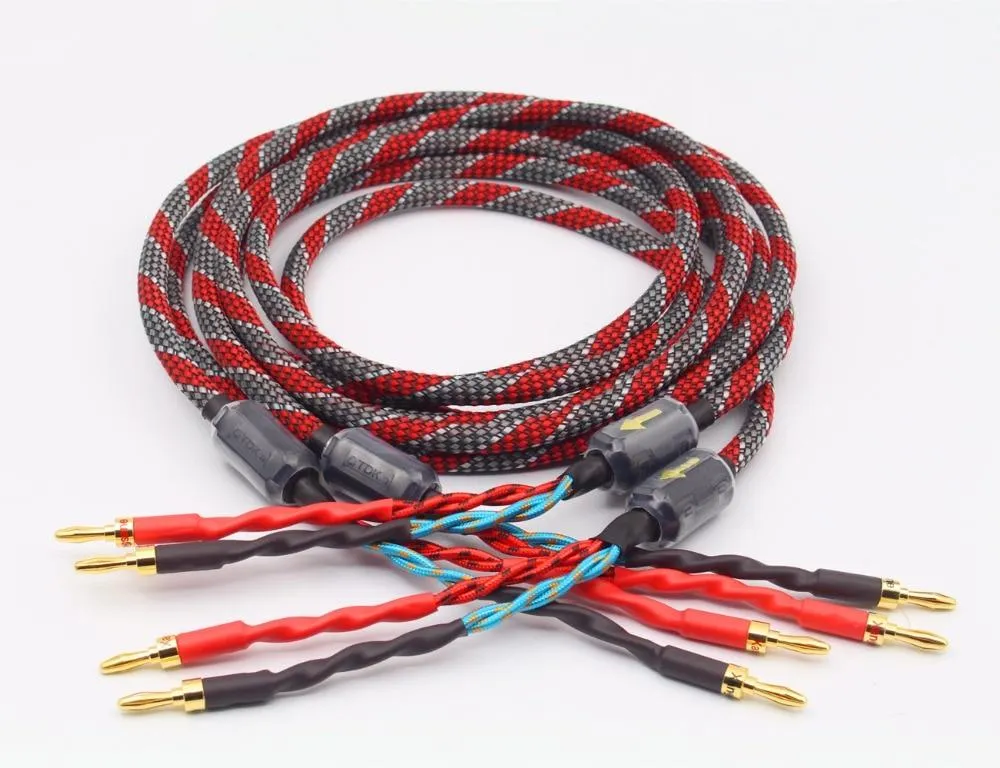 1Pair oxygen-free copper audio speaker cable HI-FI high-end amplifier speaker cable Banana plug cable