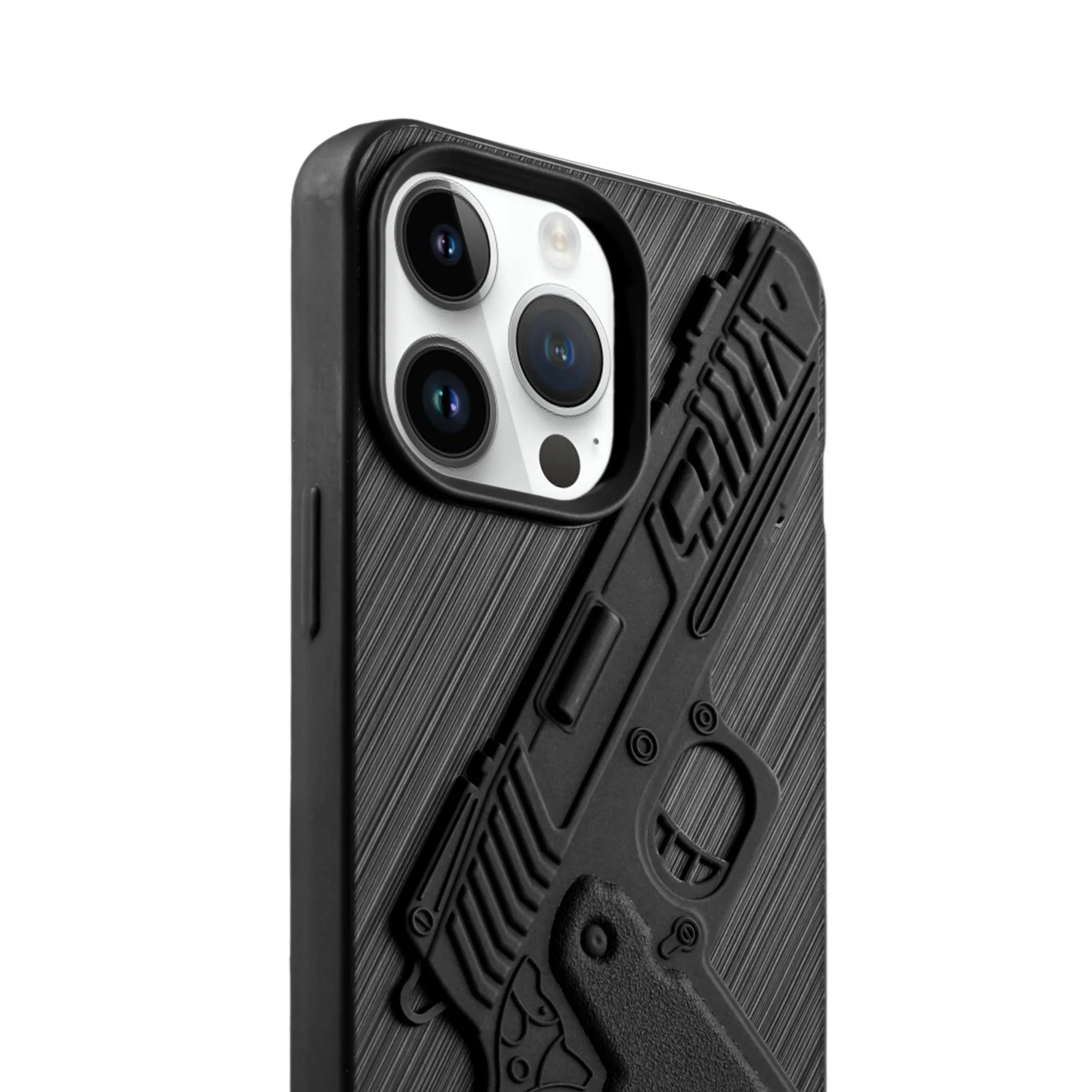 3D Weapon/Gun Matte Silicone Back Cover for Apple iPhone 14 Pro