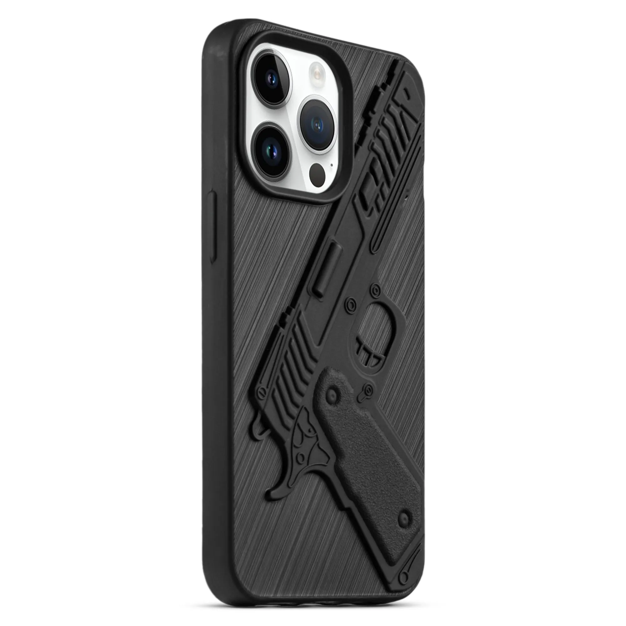 3D Weapon/Gun Matte Silicone Back Cover for Apple iPhone 14 Pro