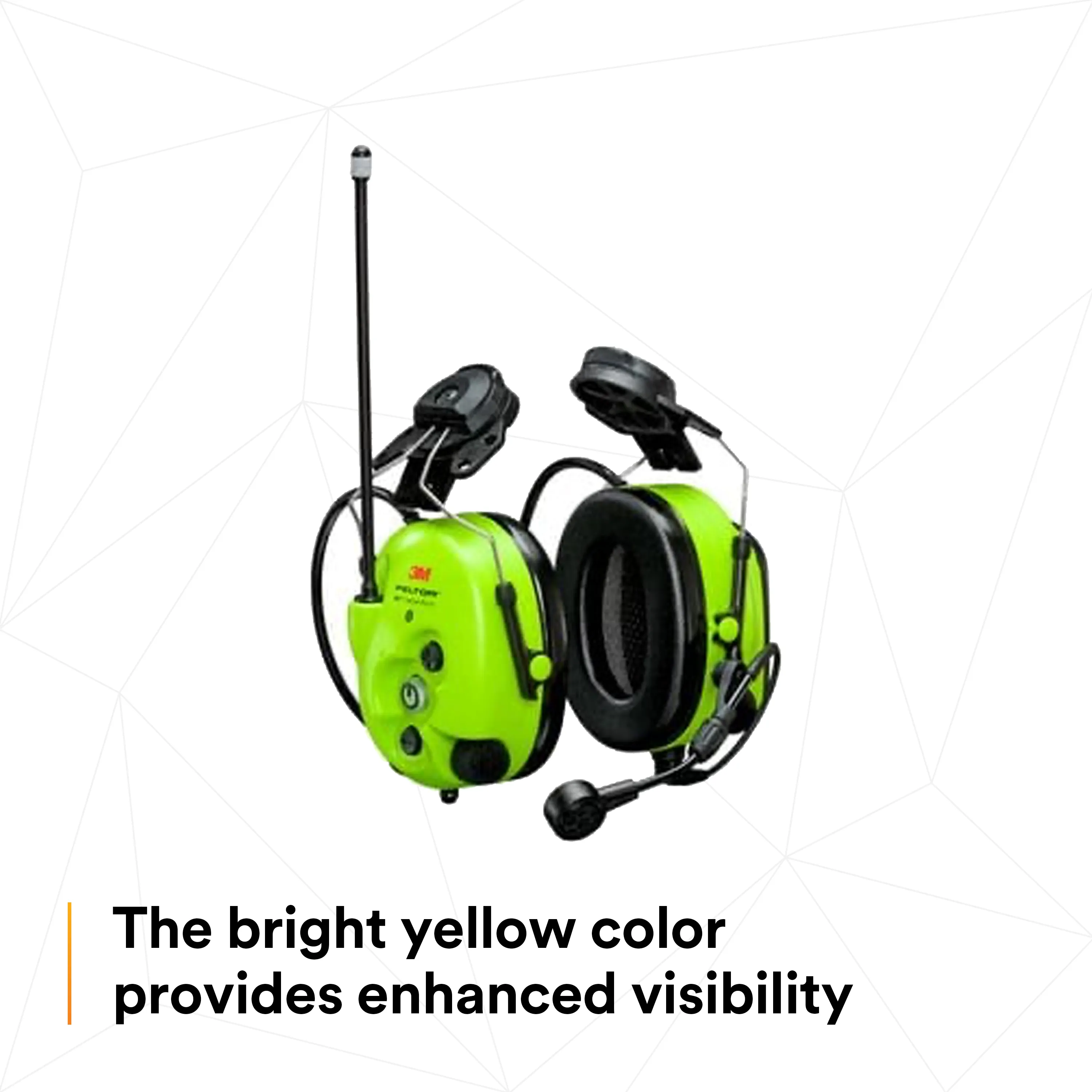 3M PELTOR WS LiteCom Pro III Headset MT73H7P3E4D10NA GB, Bright Yellow, Hard Hat Attached