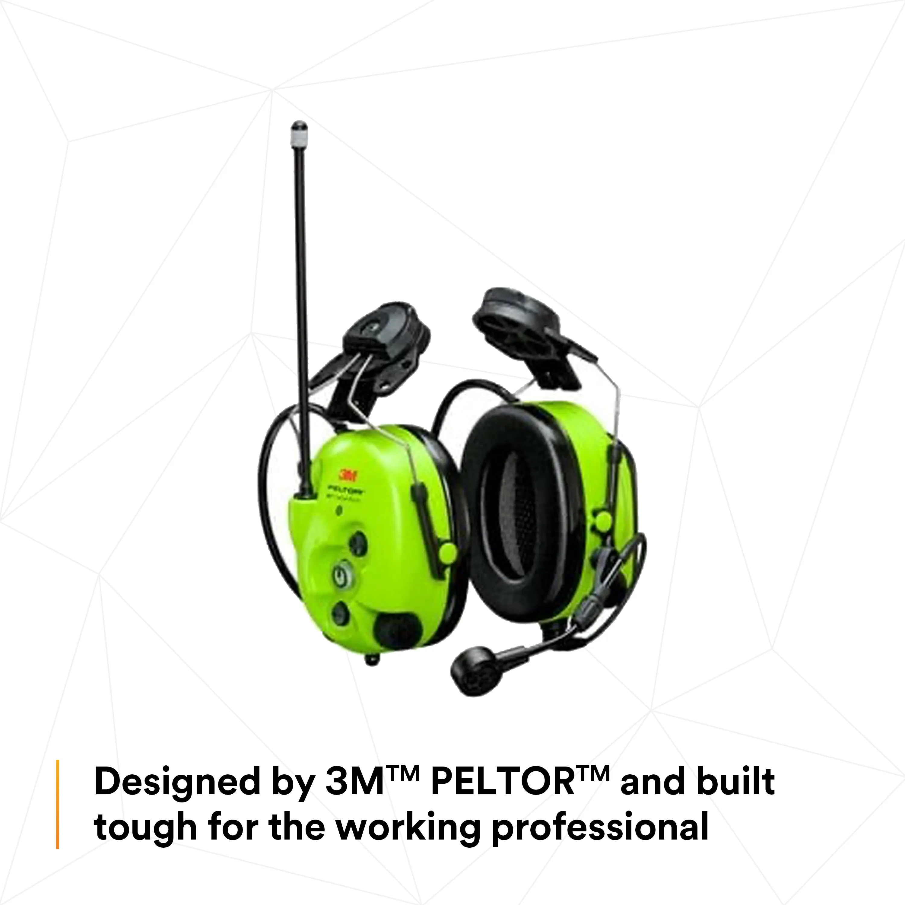 3M PELTOR WS LiteCom Pro III Headset MT73H7P3E4D10NA GB, Bright Yellow, Hard Hat Attached