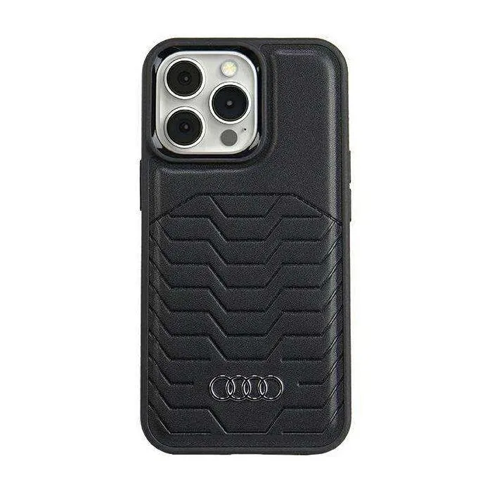 Audi Synthetic Leather Hard Case with MagSafe for iPhone 15 Pro 6.1" Black - AU-TPUPCMIP15P-GT/D3-BK