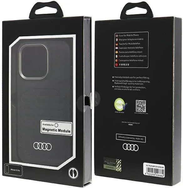 Audi Synthetic Leather Hard Case with MagSafe for iPhone 15 Pro 6.1" Black - AU-TPUPCMIP15P-GT/D3-BK