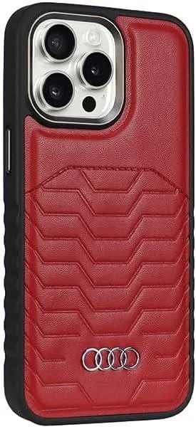 Audi Synthetic Leather Hard Case with MagSafe for iPhone 15 Pro 6.1" Red - AU-TPUPCMIP15P-GT/D3-RD