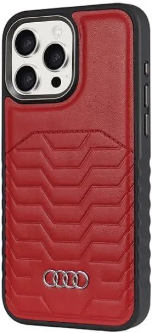 Audi Synthetic Leather Hard Case with MagSafe for iPhone 15 Pro 6.1" Red - AU-TPUPCMIP15P-GT/D3-RD