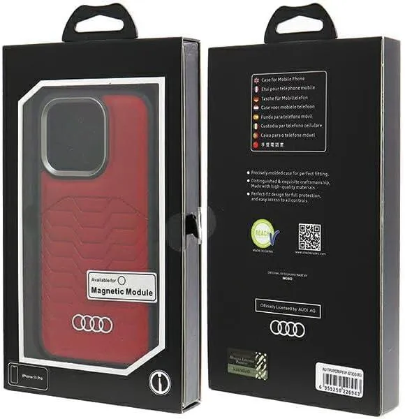 Audi Synthetic Leather Hard Case with MagSafe for iPhone 15 Pro 6.1" Red - AU-TPUPCMIP15P-GT/D3-RD