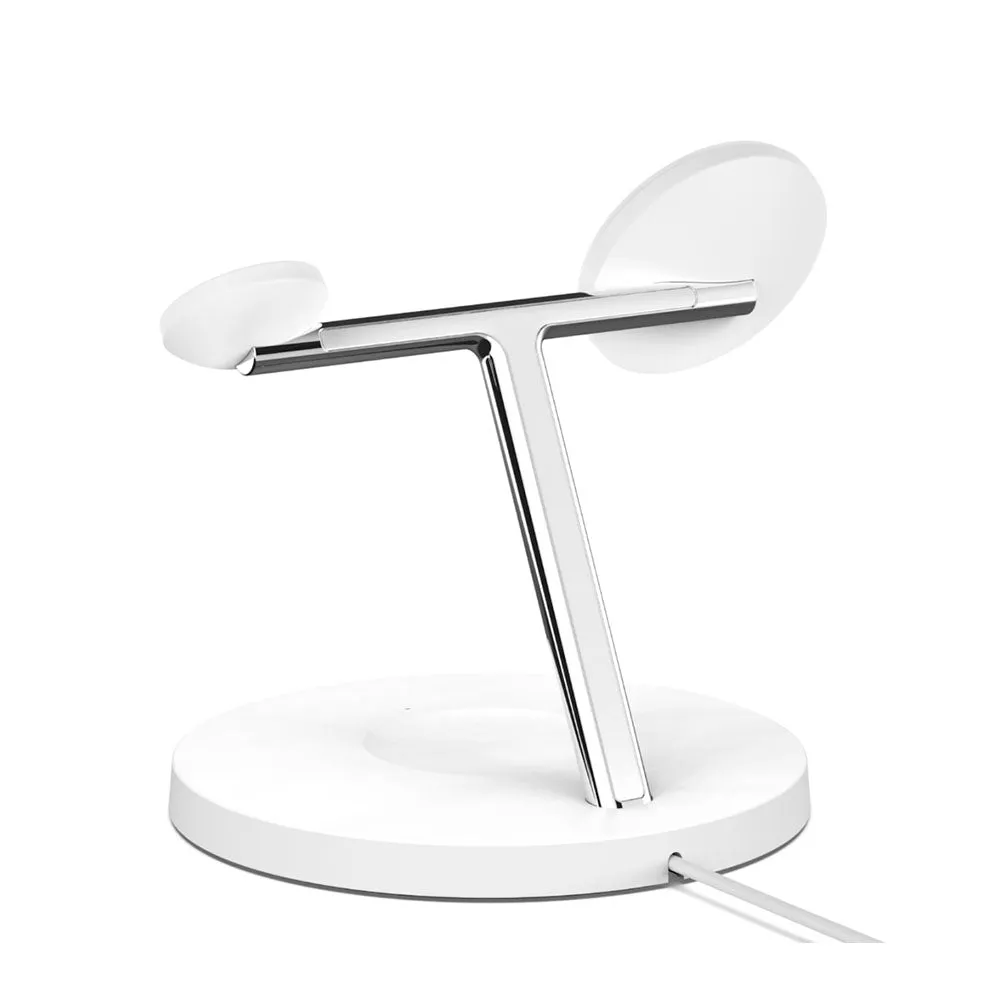 Belkin 15W Magsafe 3 in 1 Magnetic Wireless Charger For iPhone 12/12 Pro - White-White