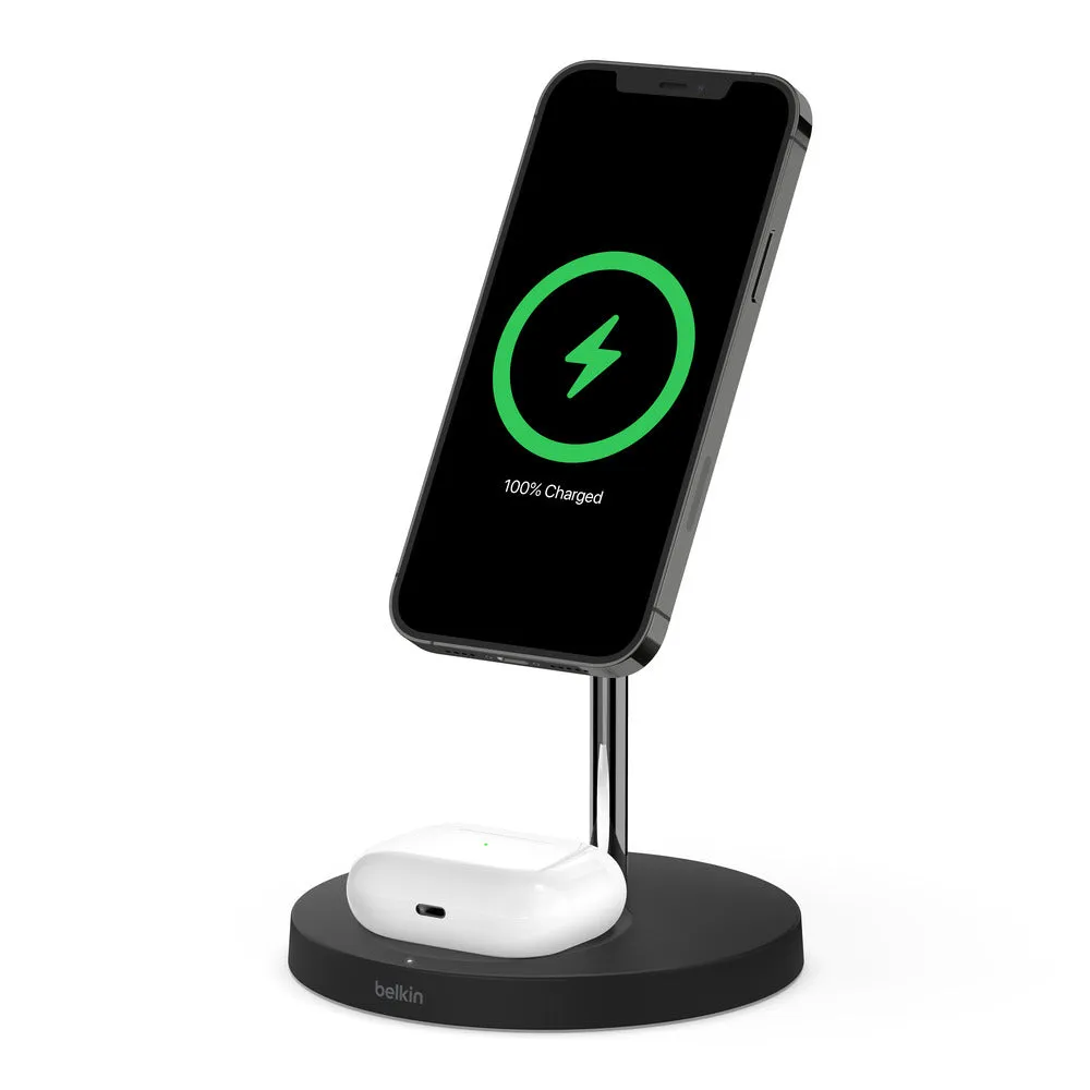 Belkin BOOSTCHARGE PRO 2-in-1 Wireless Charger Stand With MagSafe 15W-Black