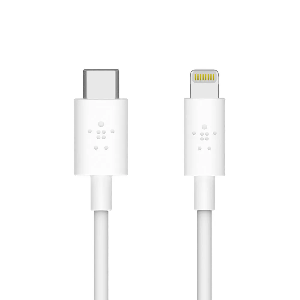 Belkin BOOSTCHARGE USB-C Cable With Lightning Connector - White-White