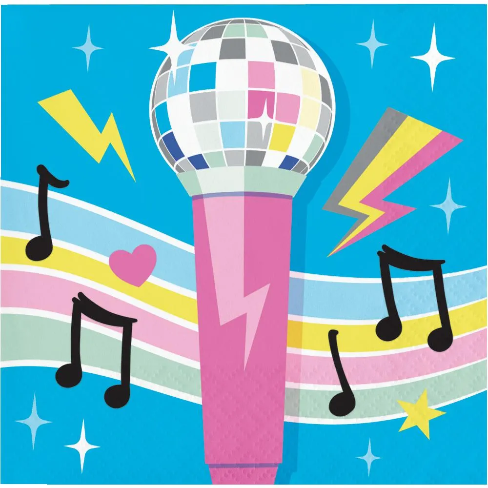 Bulk Birthday Beats Disco Party Microphone Paper Beverage Napkins (Case of 192)