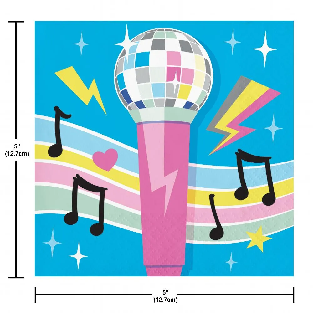 Bulk Birthday Beats Disco Party Microphone Paper Beverage Napkins (Case of 192)