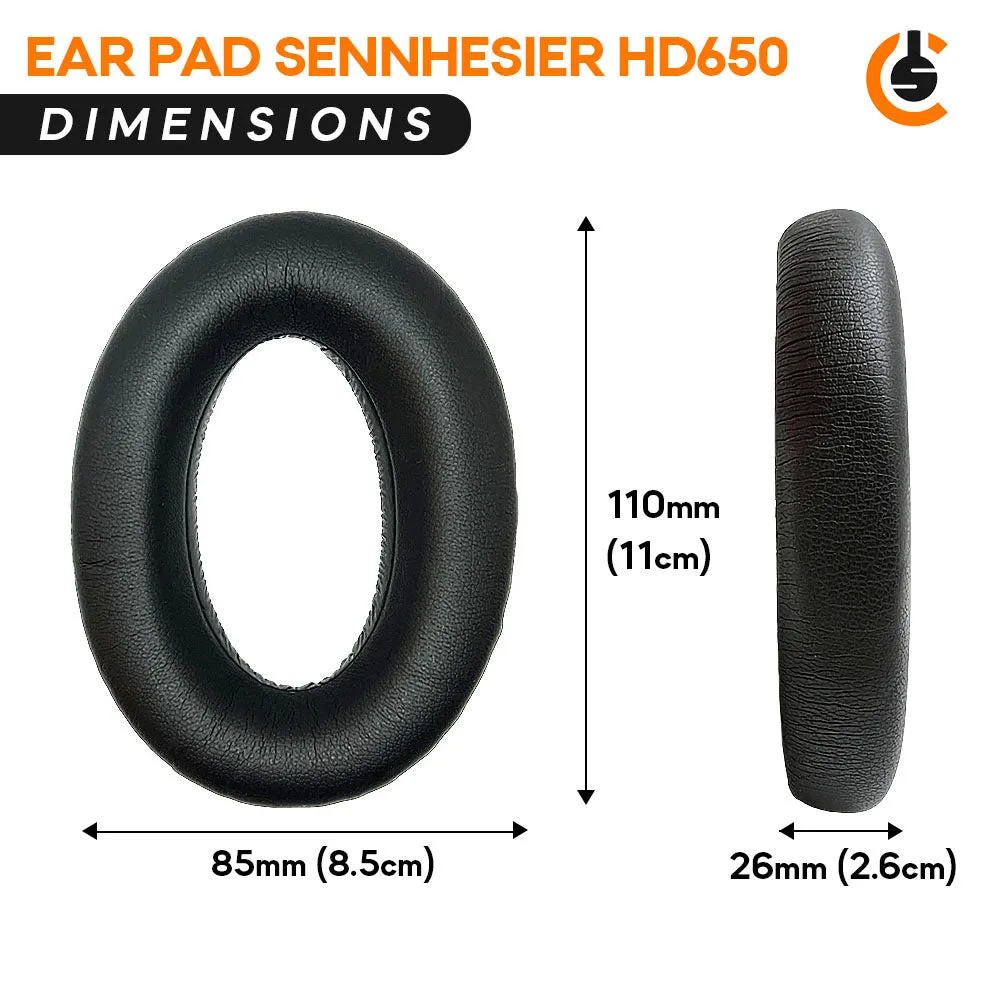 CentralSound Replacement Ear Pads Cushion Set for Sennheiser HD650 HD600 HD580 HD660S HD565 HD545 HD535 HD6XX HD58X Headphones | Velour | Protein Leather | Black