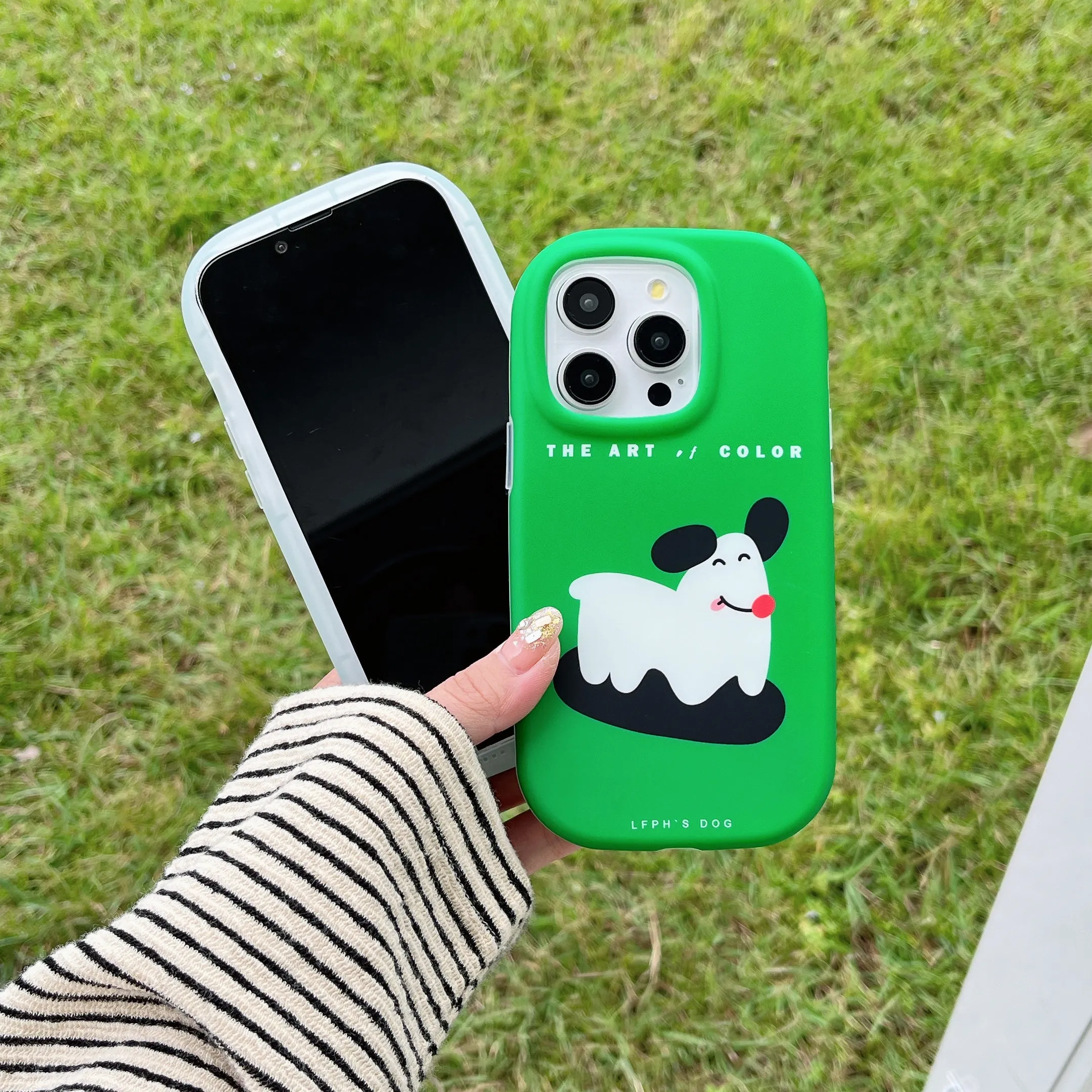 Cute Designer Silicon Oval Shape Case for iPhone ( The Art Of Dog )