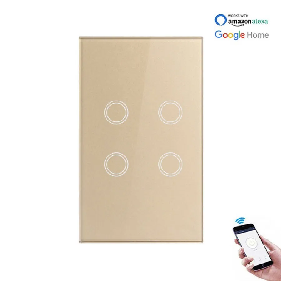 EACHEN WiFi Smart Touch Switch-L-US - Gold (NO NEUTRAL REQUIRED) (EWelink APP)