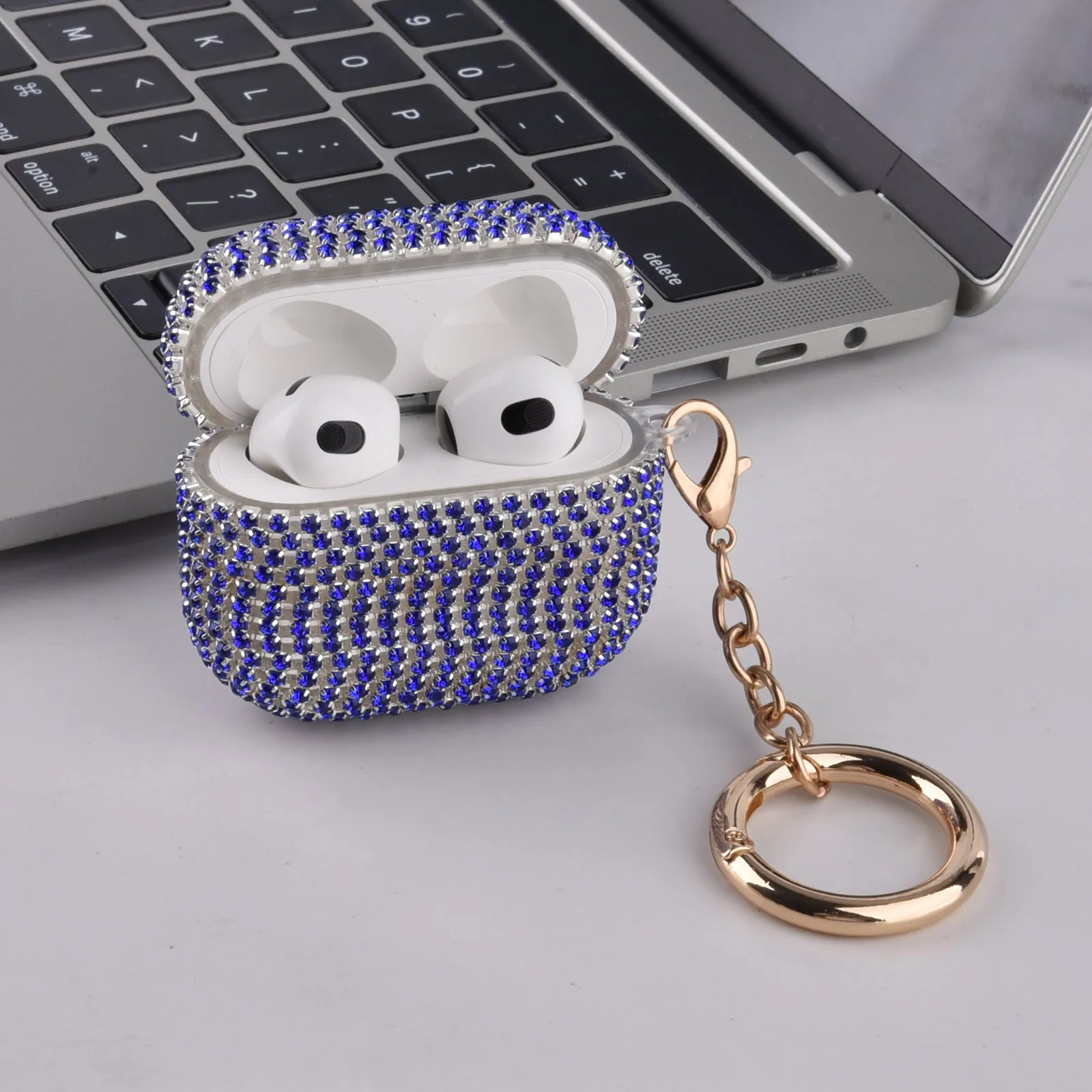 Full Bling Rhinestone Case for Apple AirPods 3 Generation 3rd with Keychain