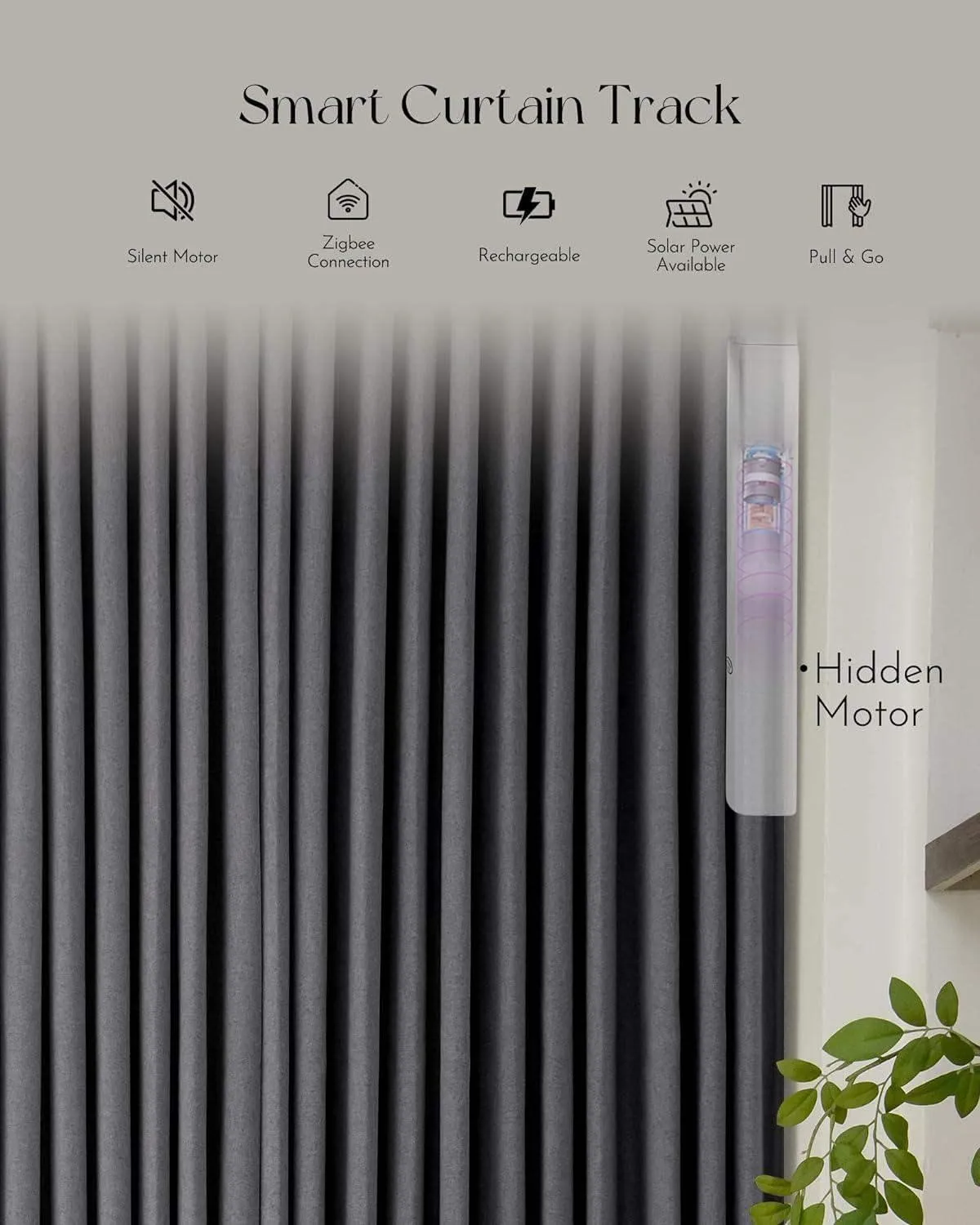 Graywind Rechargeable Smart Curtain | Blackout Series | 40"-220"W