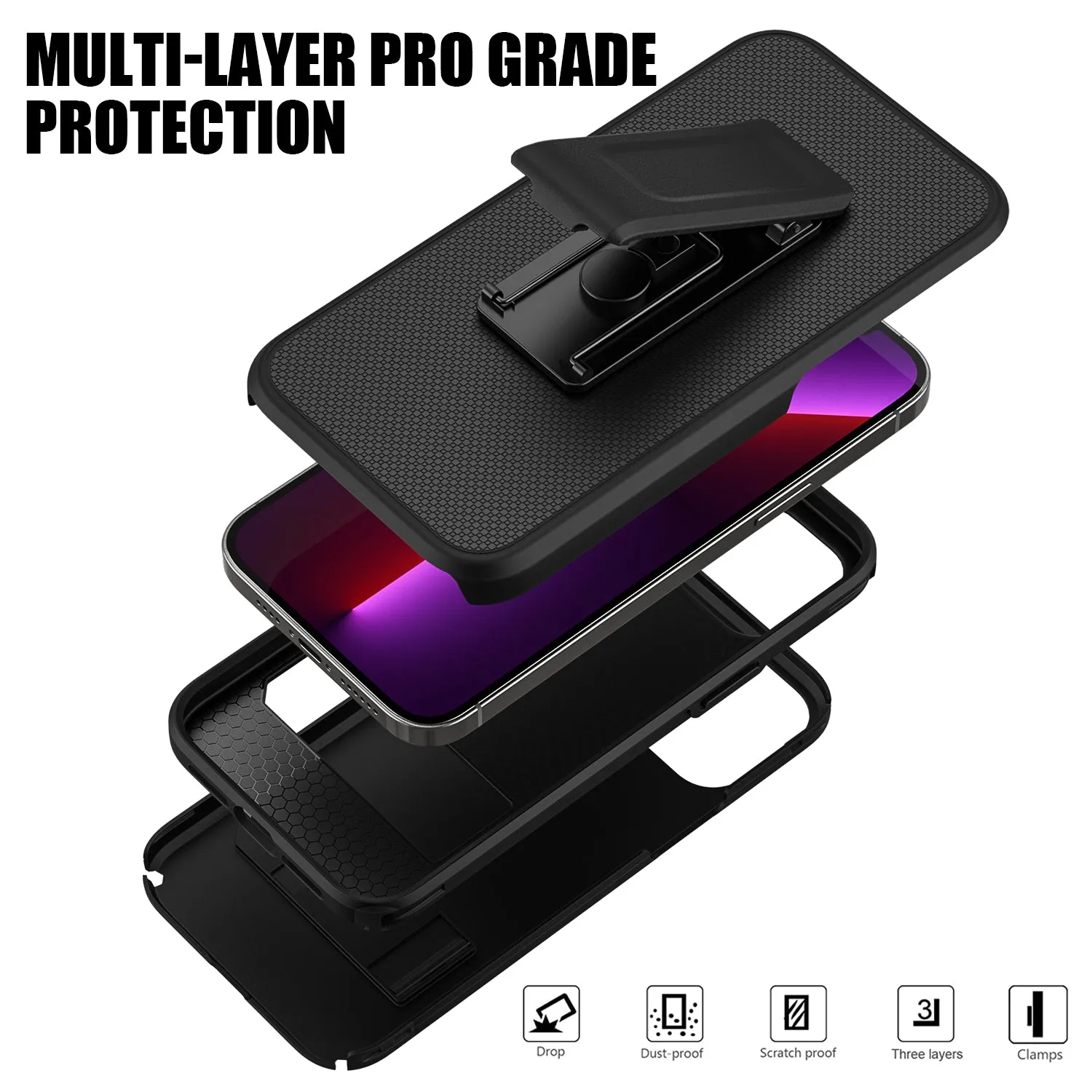 Holster Case with Belt Clip for iPhone 12 / iPhone 12 Pro