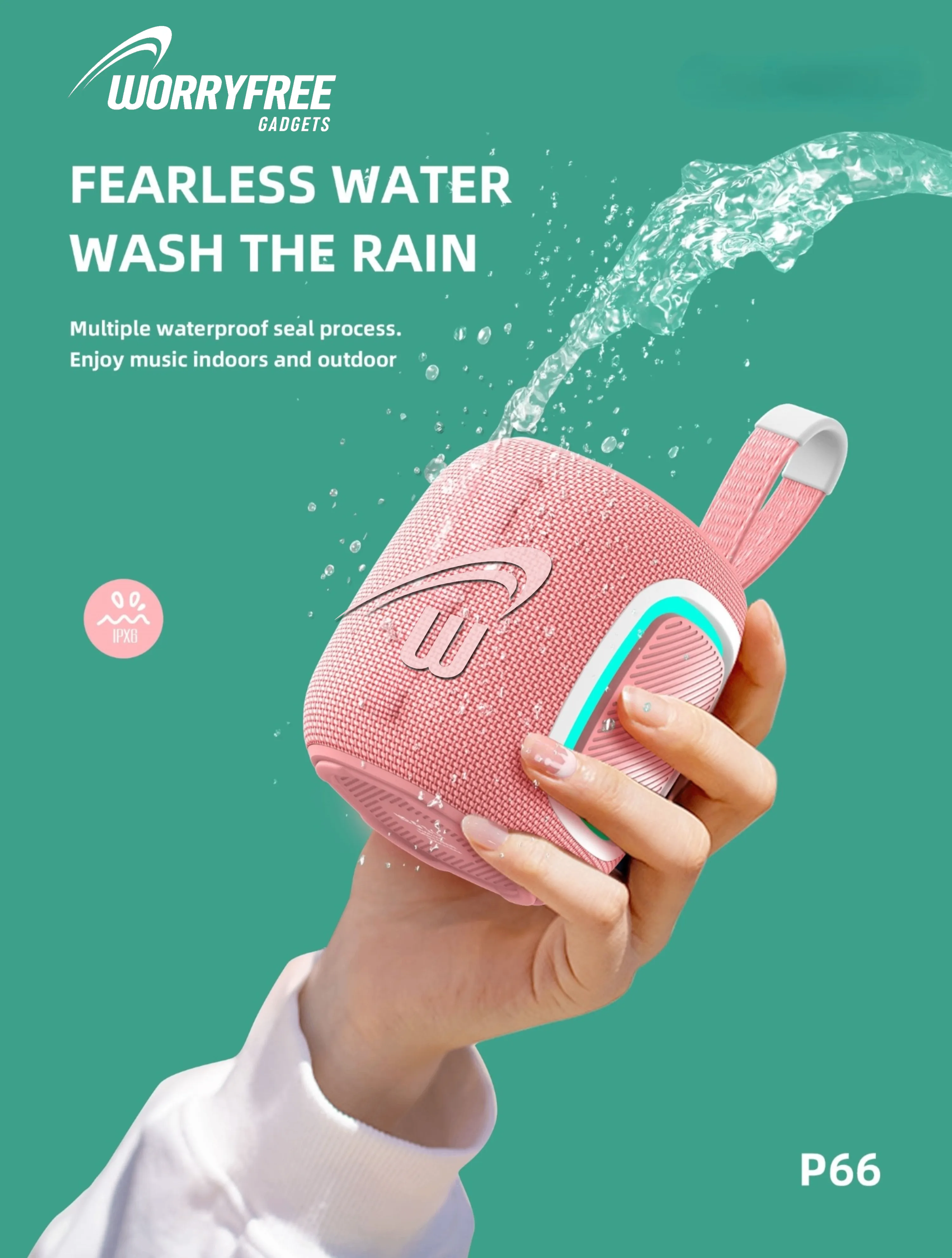 Mini Waterproof IPX6 Wireless Bluetooth Speaker, Pink