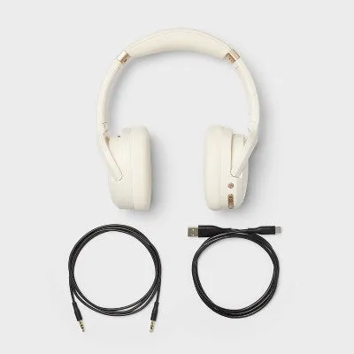 New - Active Noise Cancelling Bluetooth Wireless Over Ear Headphones - heyday White