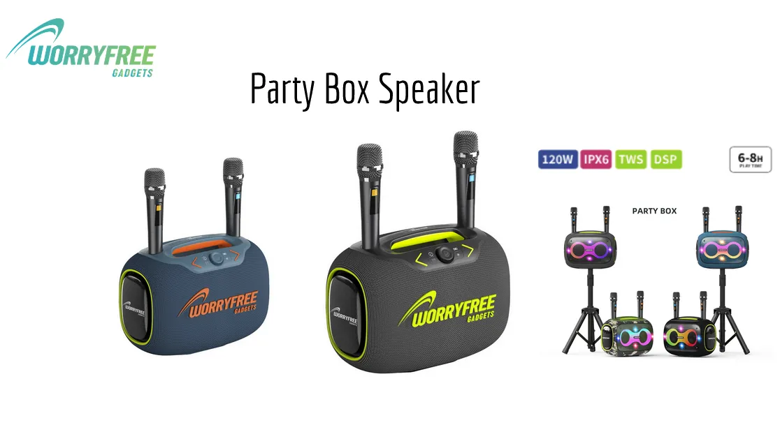 Party Box-Wireless 120W Portable Bluetooth Speaker Karaoke with a Tripod & Two Microphones, Black