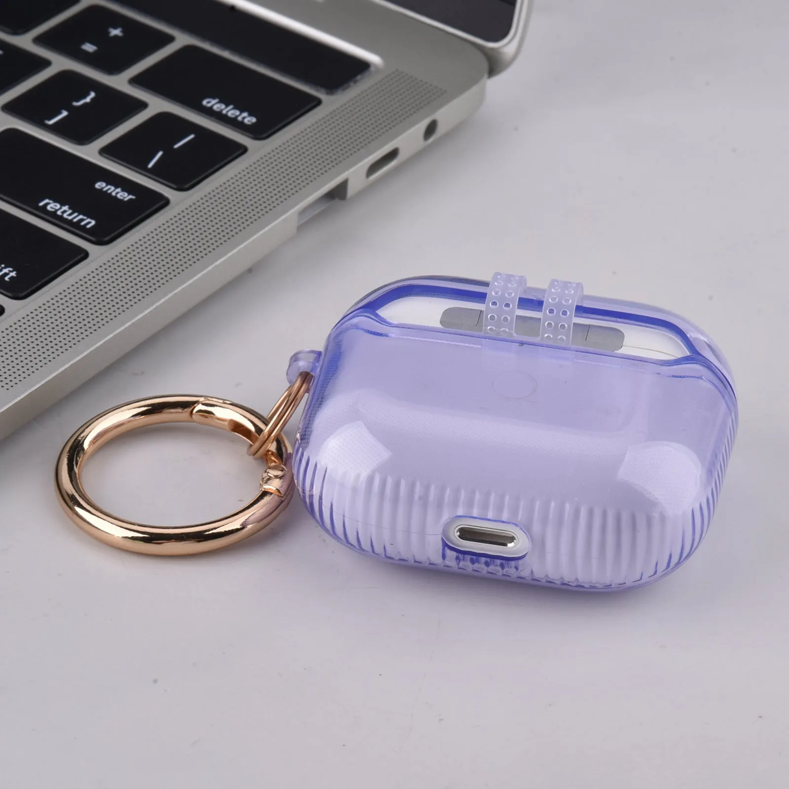 Protective TPU Case for Apple AirPods 3 Generation 3rd with Golden Keychain