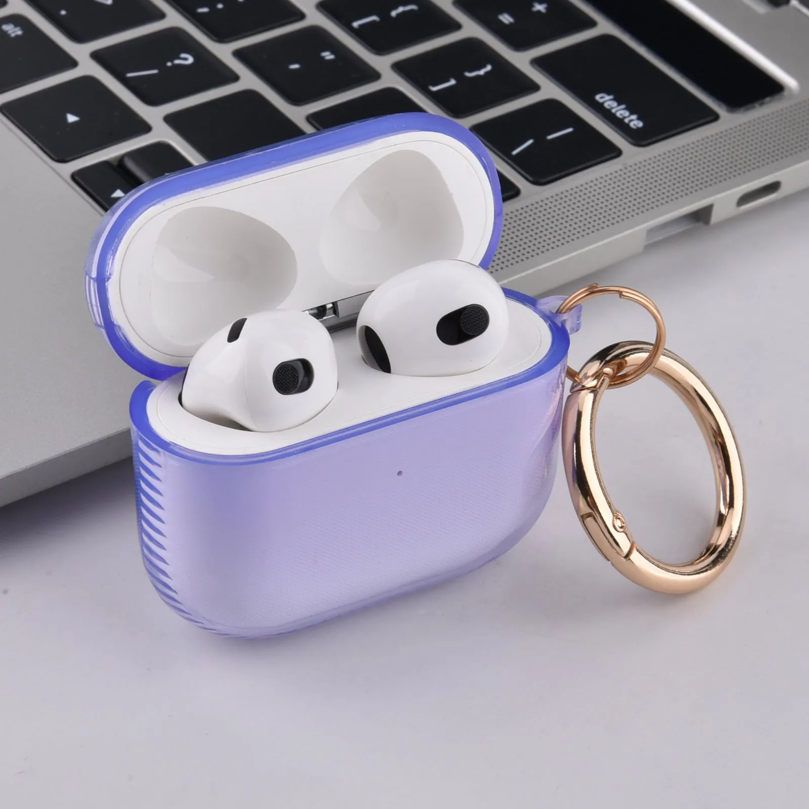 Protective TPU Case for Apple AirPods 3 Generation 3rd with Golden Keychain