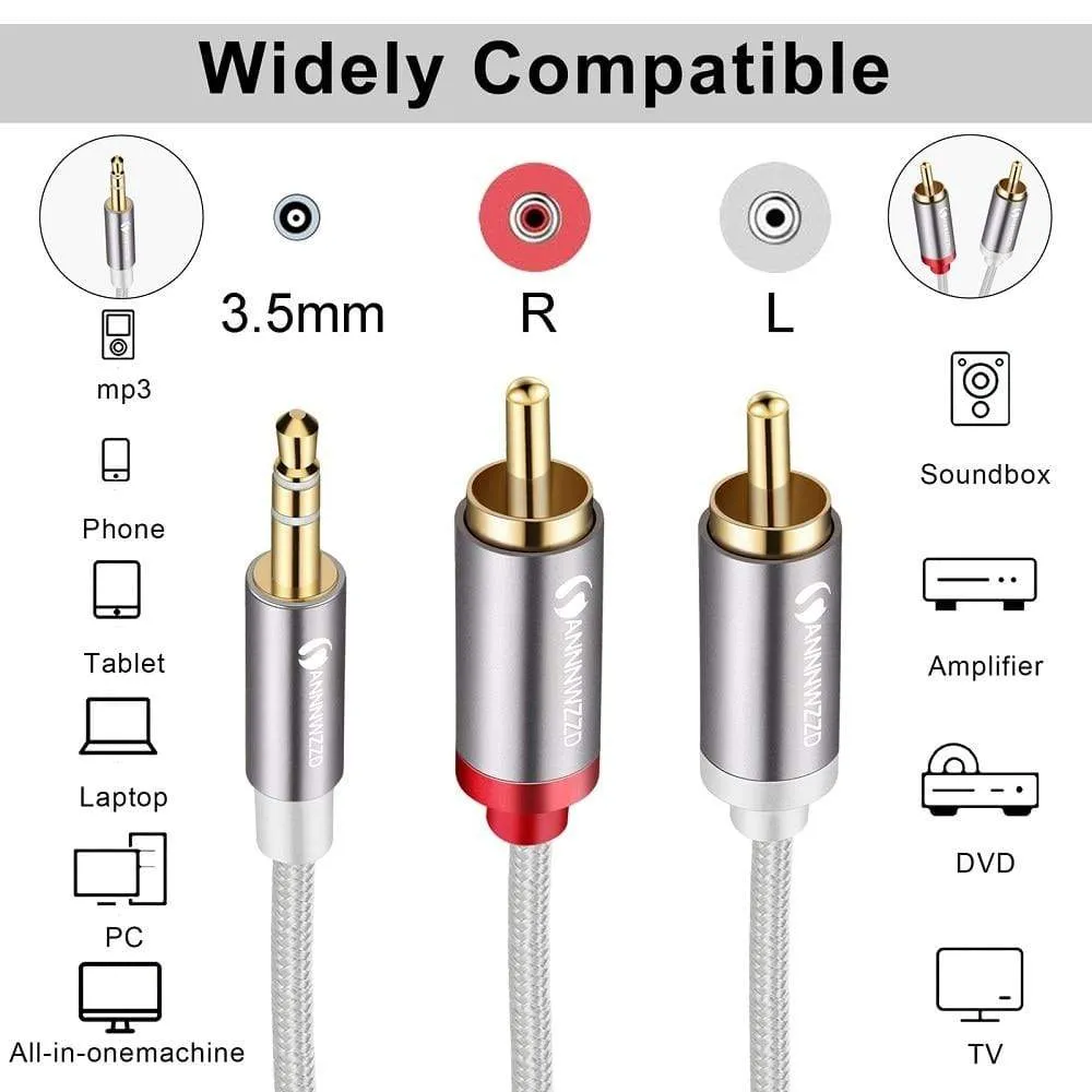 RCA Cable Jack 3.5 to 2 RCA Cable 3.5mm Jack to 2RCA Male Splitter Aux Cable 1M 2M 3M 5M for HDTV PC Amplifiers DVD Speaker Wire