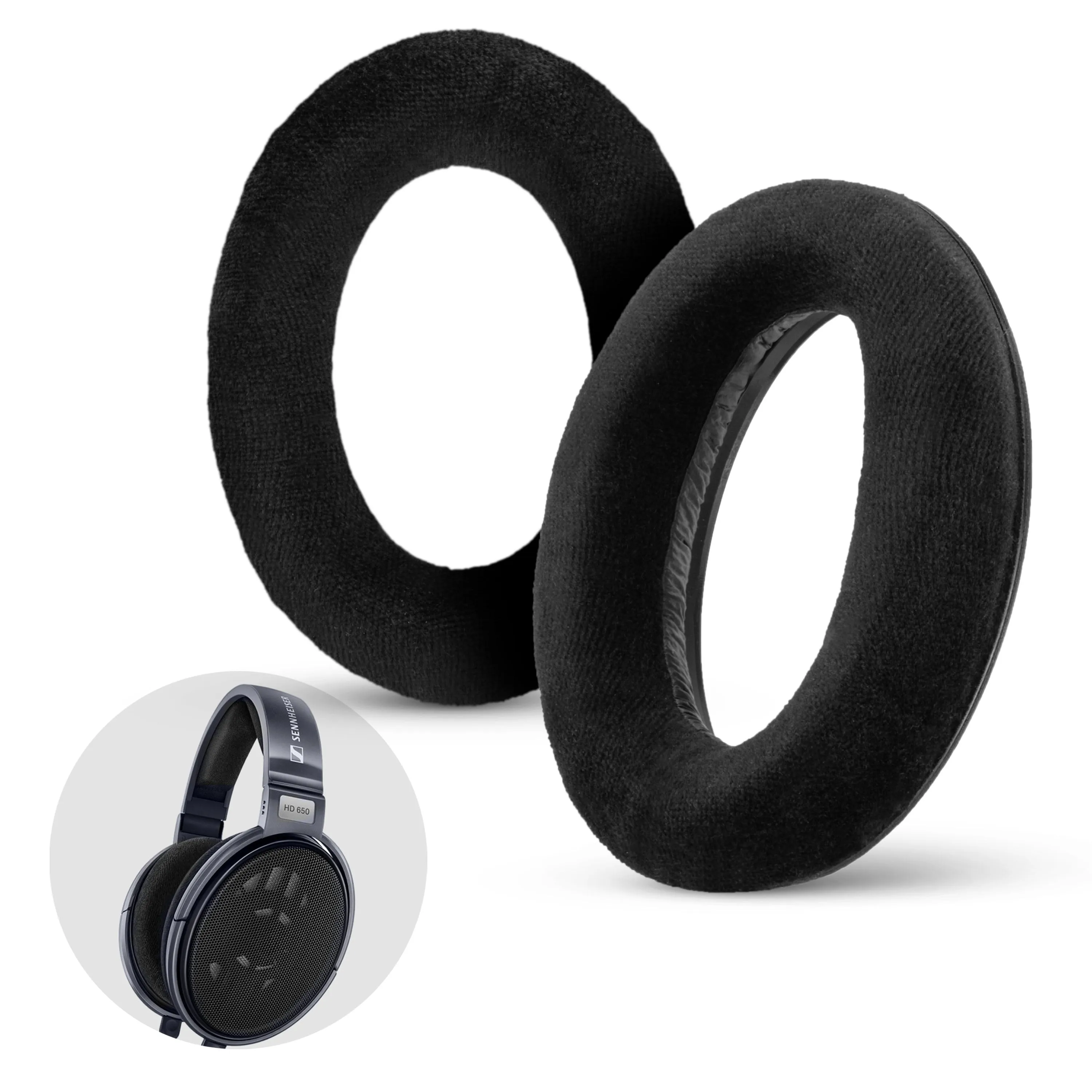 Replacement Earpads for Sennheiser HD600, HD650, HD660S, HD525, HD535, HD545, & Massdrop HD58X, HD6XX Headphones - Soft Velour Cushions For Extra Comfort