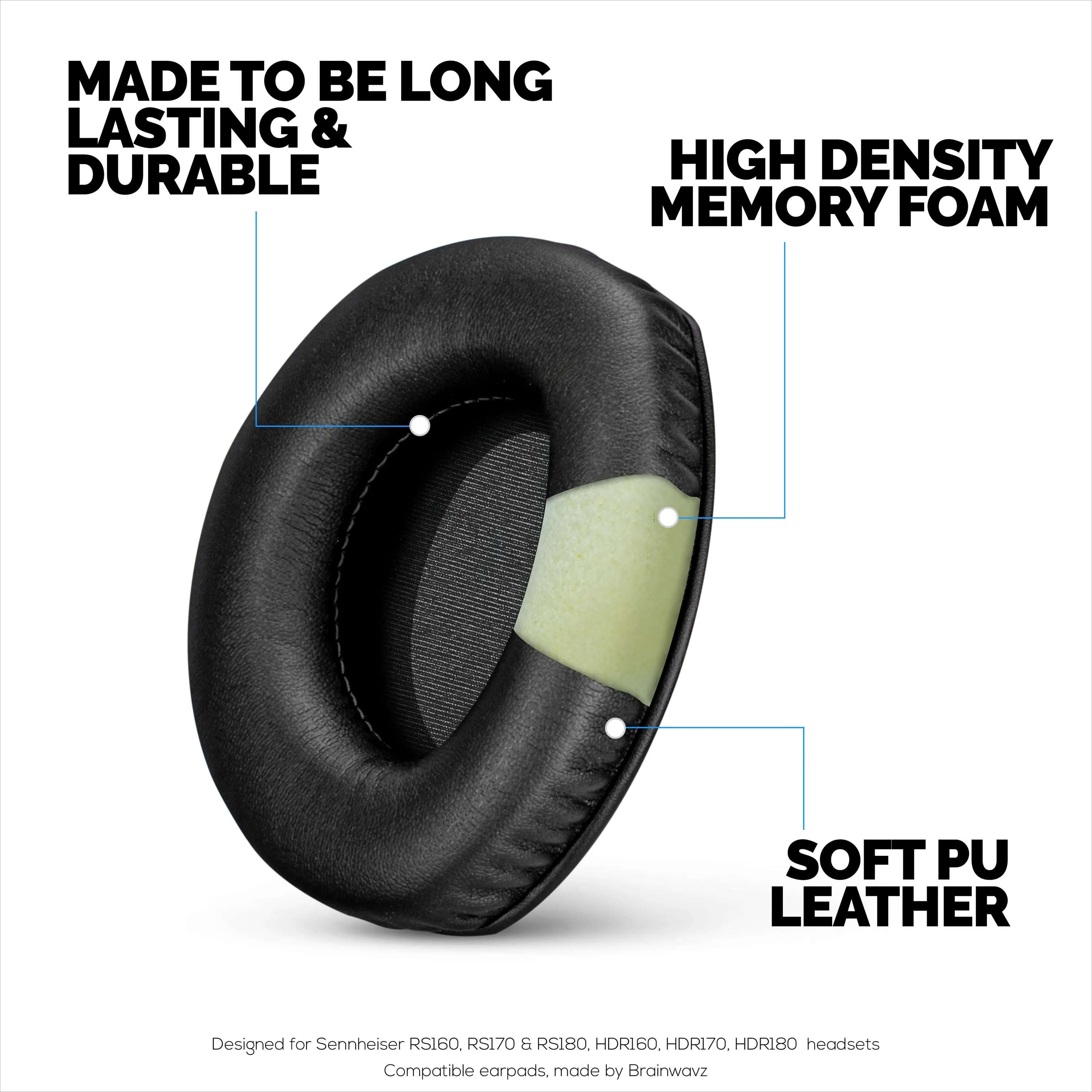 Replacement Earpads for Sennheiser RS160, RS170, RS180, HDR160, HDR170 & HDR180 Headphones