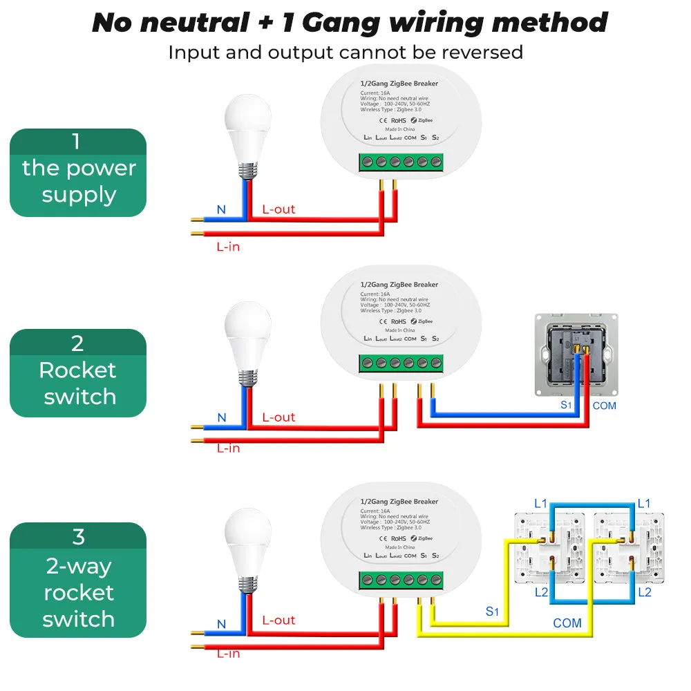 SMATRUL 16A ZigBee Relay Switch 2 Gang 2 Way Smart Switch