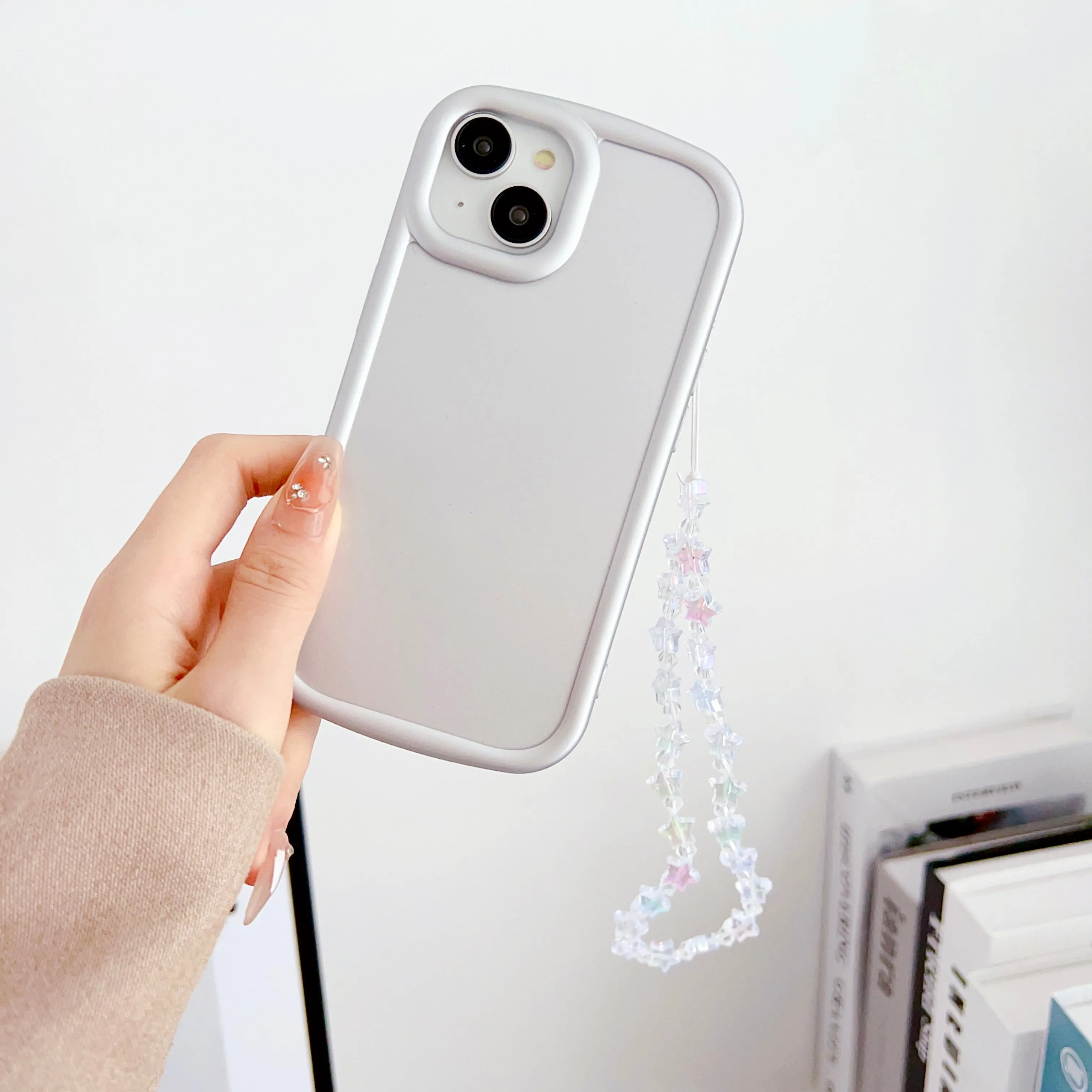 Solid Color Case For iPhone With Star Charm ( Gray )