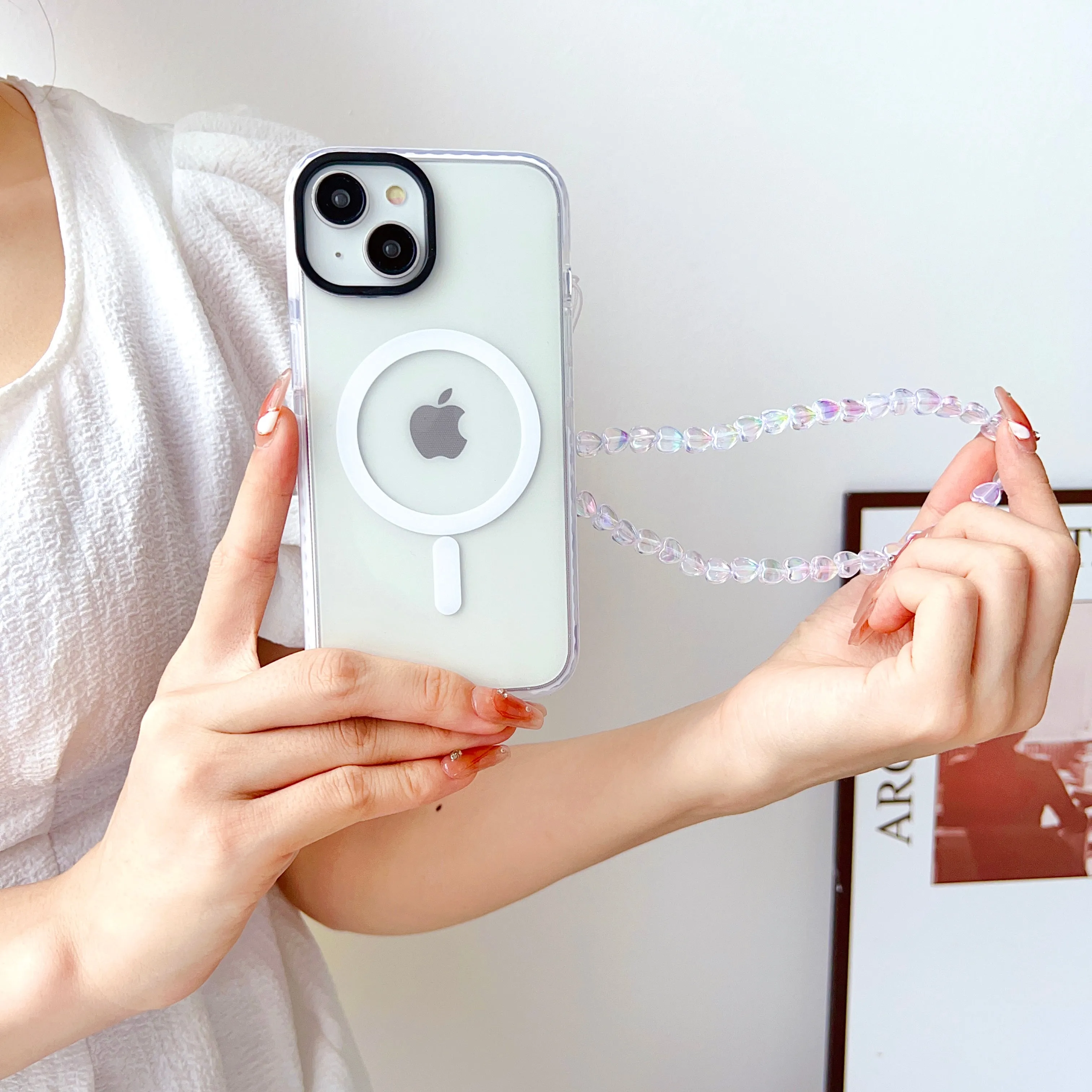 Transparent Silicon Impact Case for iPhone With Magsafe And Heart Charm