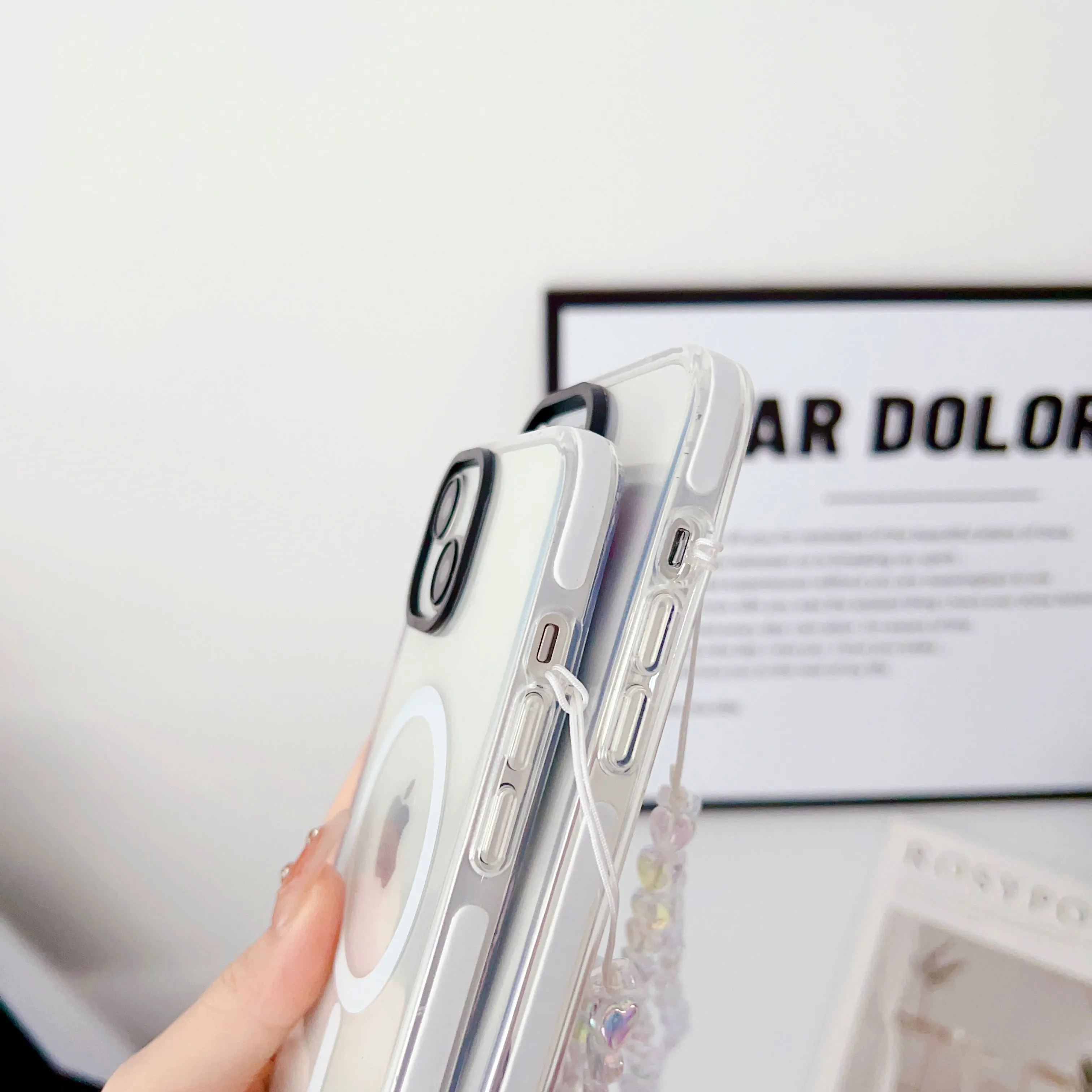 Transparent Silicon Impact Case for iPhone With Magsafe And Heart Charm