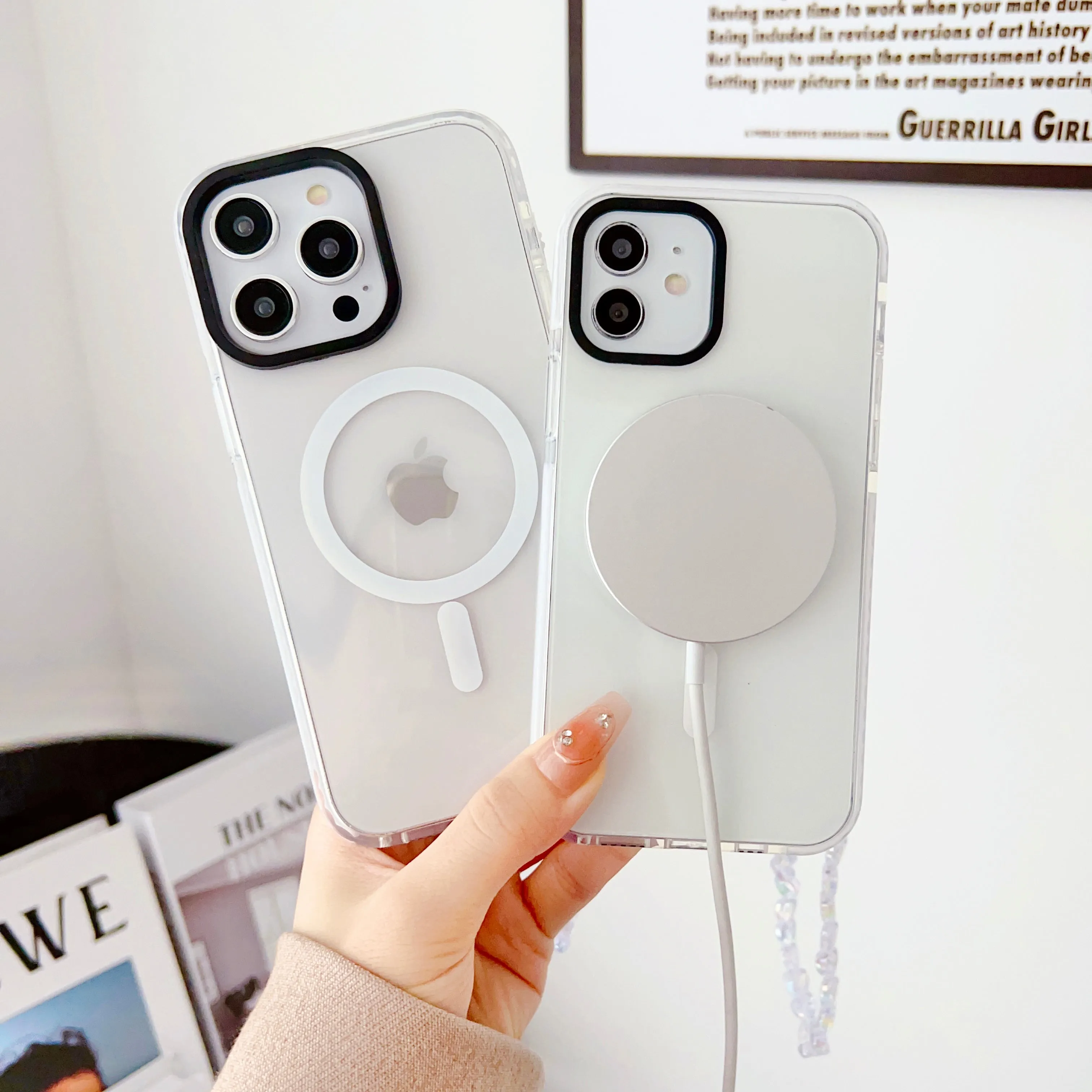 Transparent Silicon Impact Case for iPhone With Magsafe And Heart Charm