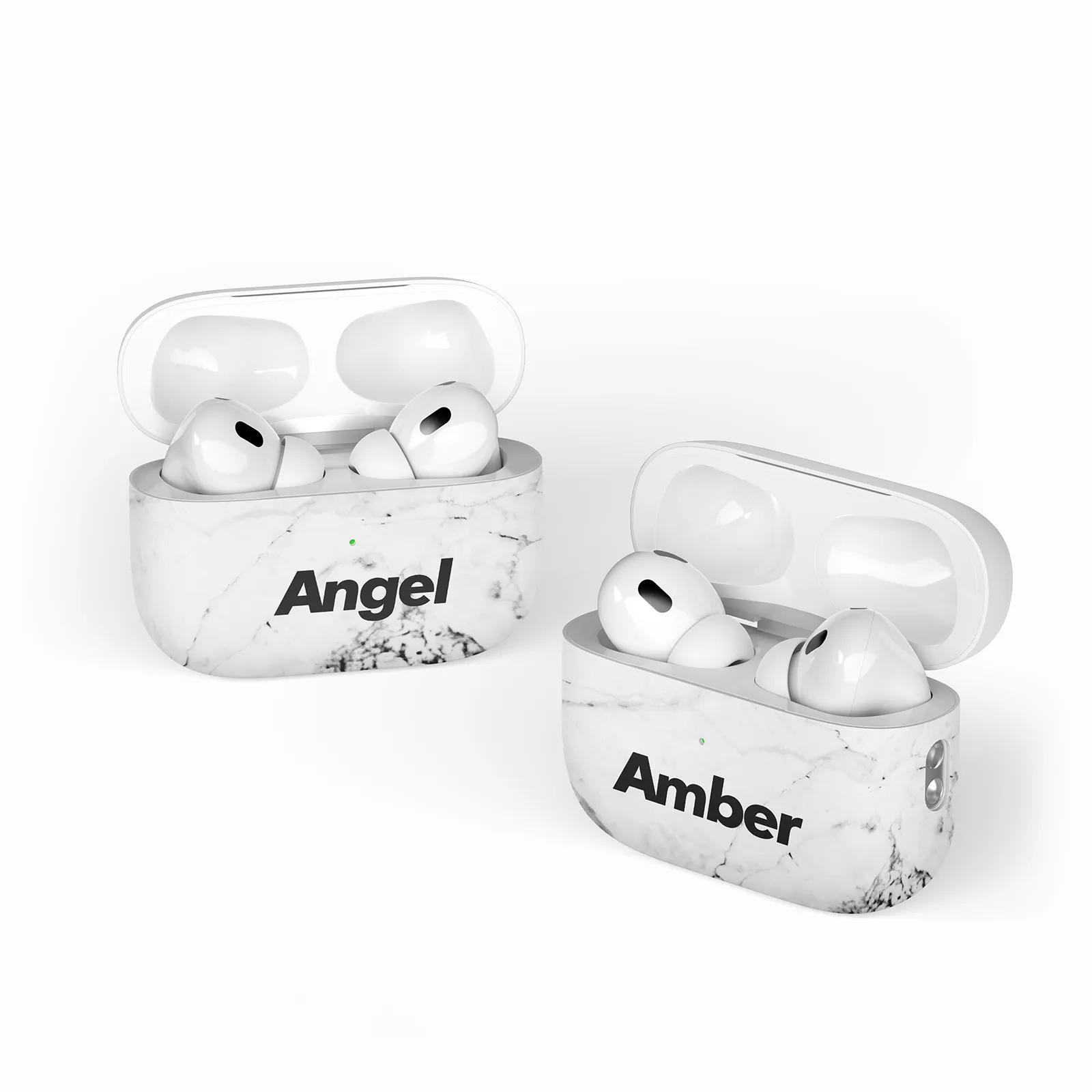 White Marble Editable Text All Over Print Airpods Case