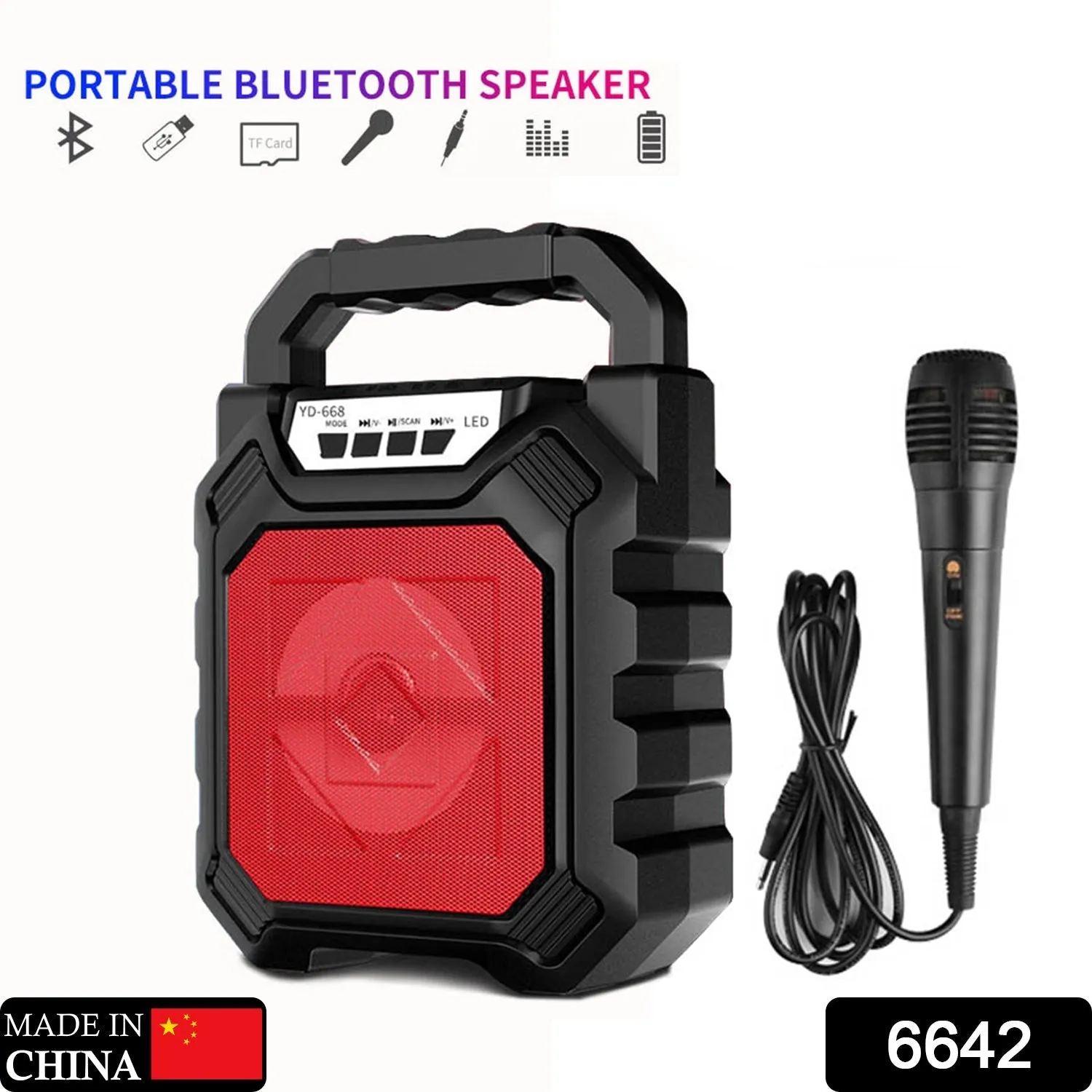 Wireless Bluetooth Portable Boom Box Subwoofer Support Mic Input Outdoor Speaker 5 W Bluetooth Speaker